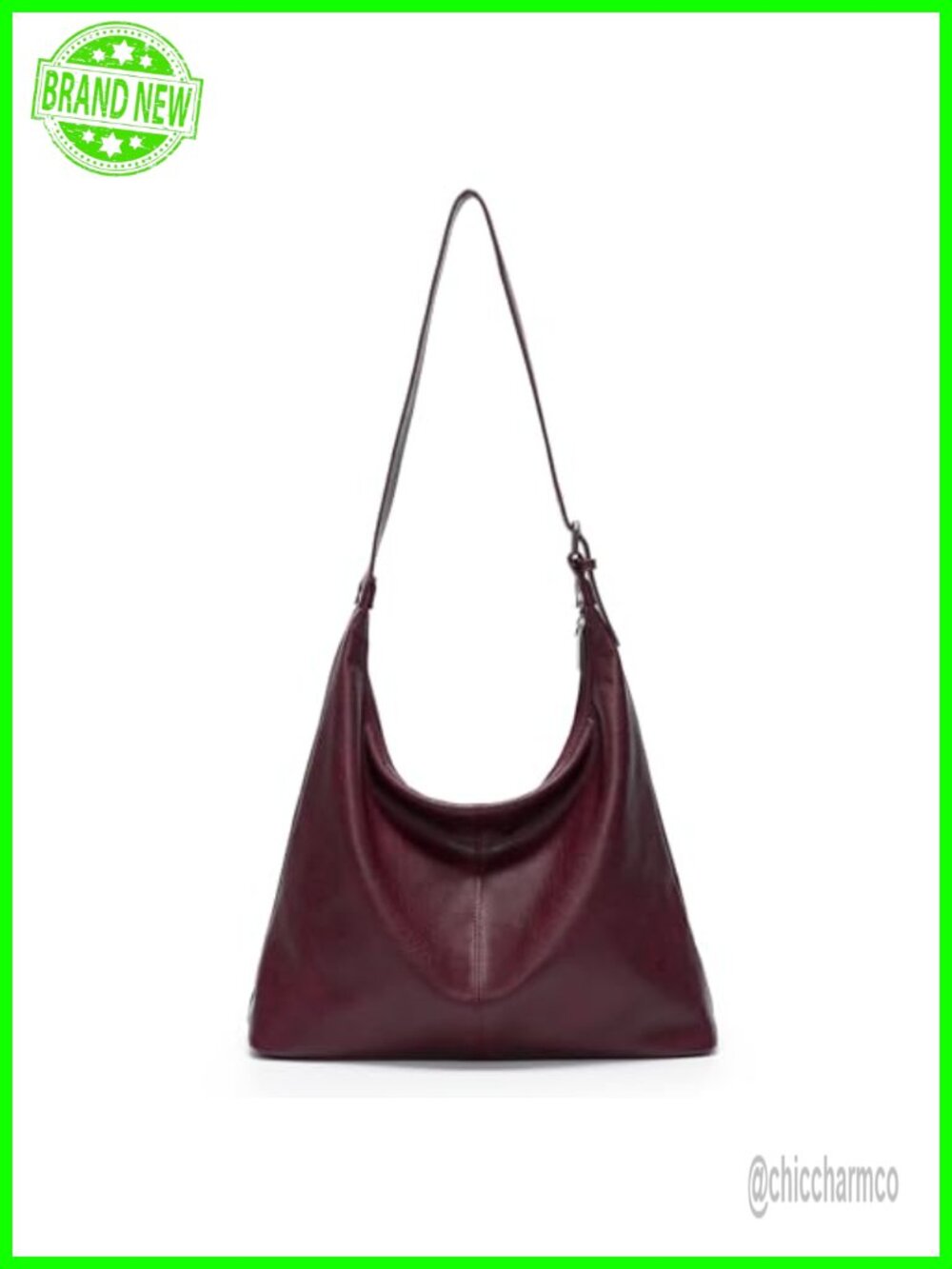 Large Vegan Leather Hobo Bag Slouchy Shoulder Purse Work Handbag